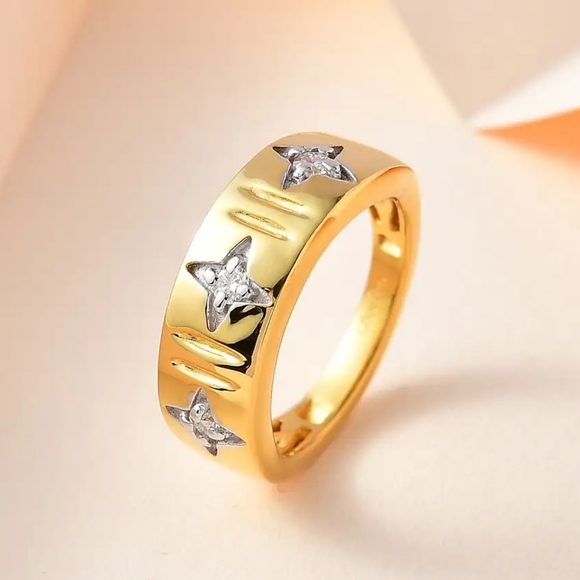 Genuine Moissanite Celestial Starburst Band Ring - Picture 4 of 5